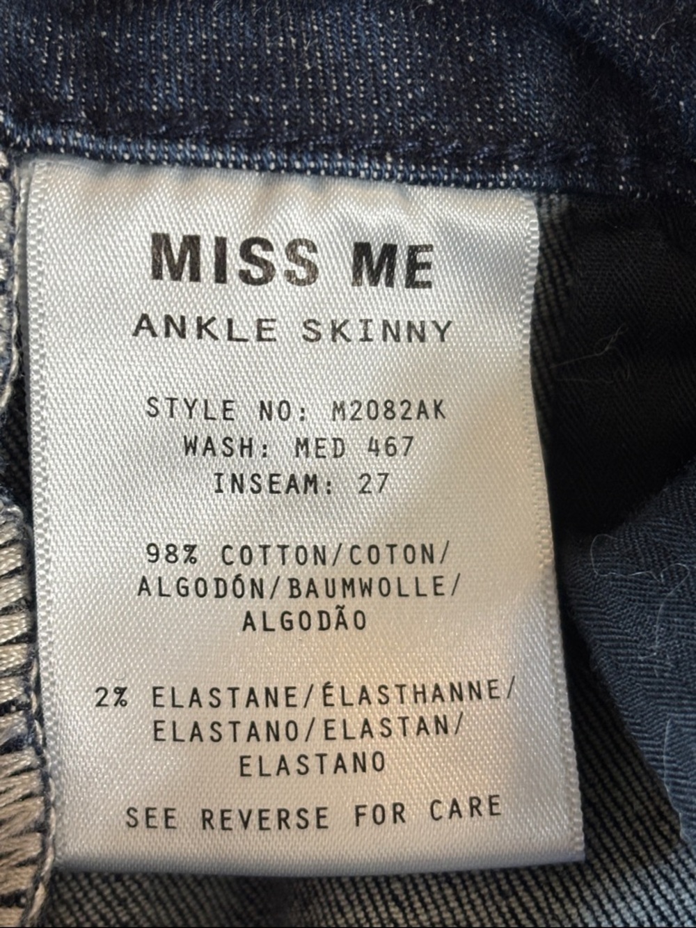 -Miss Me Skinny Ankle 9" High Rise Dark Wash Patchwork Star Love Y2K Jean W/26 - Picture 14 of 15
